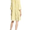 Cartoon Kleid mit 3/4-Arm, Weiß