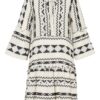 Cartoon Kleid mit 3/4-Arm und Glitzergarn, Weiß