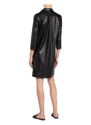 Cinque Kleid Cidanielo mit 3/4-Arm in Lederoptik, Schwarz