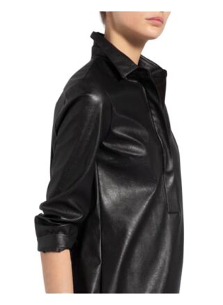 Cinque Kleid Cidanielo mit 3/4-Arm in Lederoptik, Schwarz