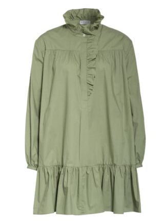 Claudie Pierlot Kleid Raine mit Rüschenbesatz, Grün
