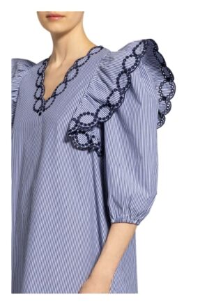 Claudie Pierlot Kleid Richesse mit Volantbesatz, Blau