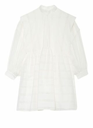 Claudie Pierlot Kleid Russe mit Lochspitze, Weiß