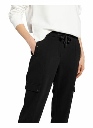 Comma Cargohose im Jogging-Stil, Schwarz