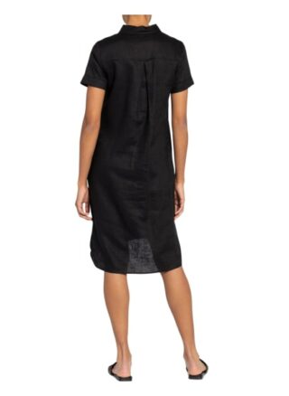 Darling Harbour Hemdblusenkleid aus Leinen, Schwarz