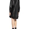 Darling Harbour Hemdblusenkleid in Lederoptik, Schwarz