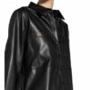 Darling Harbour Hemdblusenkleid in Lederoptik, Schwarz