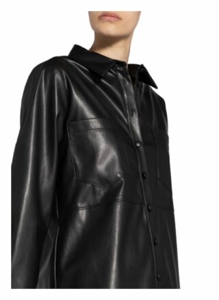 Darling Harbour Hemdblusenkleid in Lederoptik, Schwarz