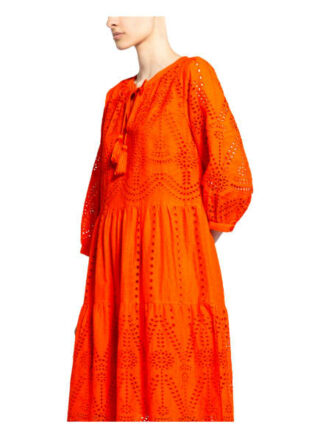 Darling Harbour Kleid mit Lochspitze und 3/4-Arm, Orange