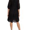Darling Harbour Kleid mit Lochspitze und 3/4-Arm, Schwarz