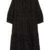 Darling Harbour Kleid mit Lochspitze und 3/4-Arm, Schwarz