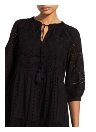 Darling Harbour Kleid mit Lochspitze und 3/4-Arm, Schwarz