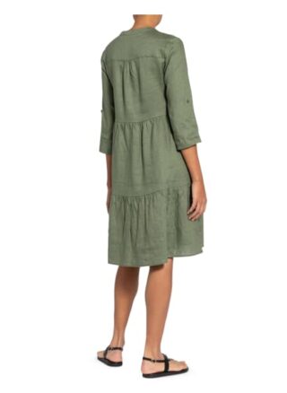 Darling Harbour Leinenkleid mit 3/4-Arm, Grün