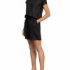 Darling Harbour Leinenshorts, Schwarz