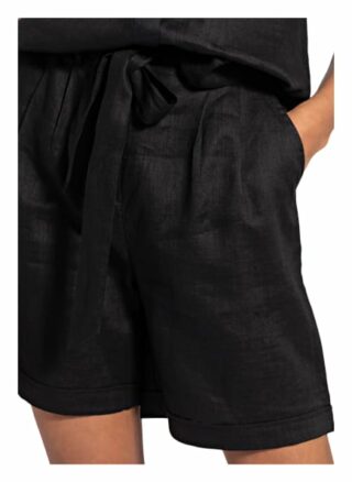 Darling Harbour Leinenshorts, Schwarz