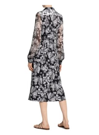 Desoto Hemdblusenkleid Kora im Materialmix, Schwarz
