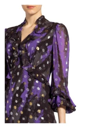 Diane Von Furstenberg Seidenkleid Jill mit Volantbesatz, Lila