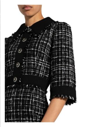 Dolce&Gabbana Tweed-Kleid mit 3/4-Arm, Beige