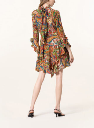 Etro Seidenkleid mit Volantbesatz, Rot