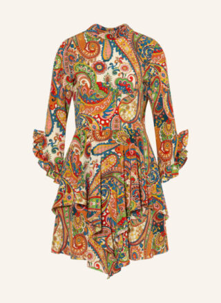 Etro Seidenkleid mit Volantbesatz, Rot