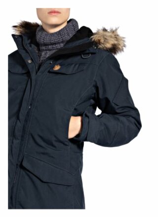 Fjällräven Parka Nuuk mit Kunstpelzbesatz, Blau