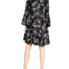 Floer Kleid mit Rüschenbesatz, Schwarz