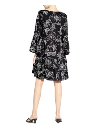 Floer Kleid mit Rüschenbesatz, Schwarz