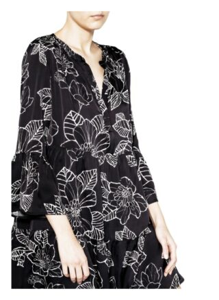Floer Kleid mit Rüschenbesatz, Schwarz