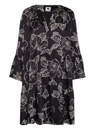Floer Kleid mit Rüschenbesatz, Schwarz