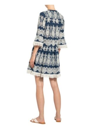 Frogbox Kleid aus Lochspitze mit 3/4-Arm, Blau