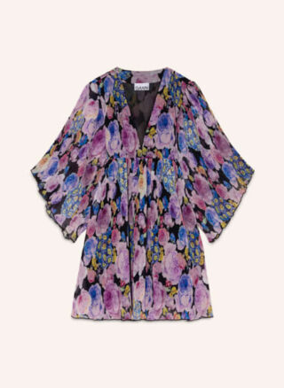 Ganni Kleid Georgette mit 3/4-Arm, Pink