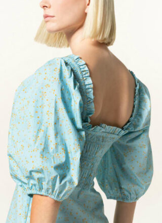 Ganni Kleid mit 3/4-Arm, Blau