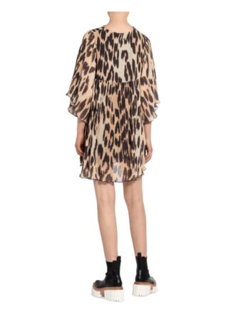 Ganni Kleid mit 3/4-Arm, Braun