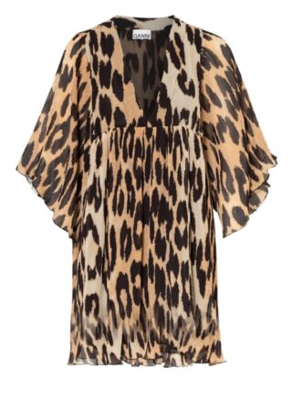 Ganni Kleid mit 3/4-Arm, Braun