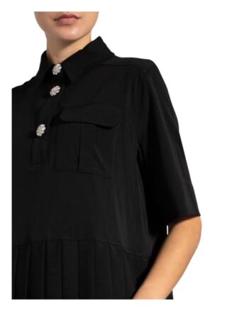 Ganni Kleid mit Schmucksteinbesatz, Schwarz
