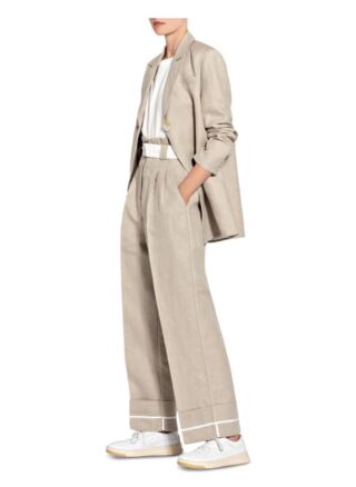 Ganni Paperbag-Hose aus Leinen, Beige