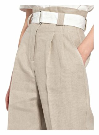 Ganni Paperbag-Hose aus Leinen, Beige