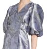 Ganni Wickelkleid aus Brokat, Silber