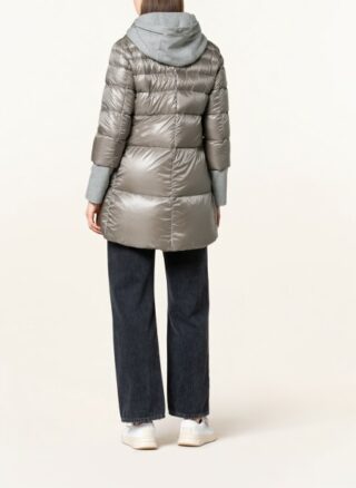 Herno Daunenmantel im Materialmix, Grau