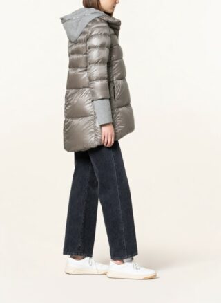 Herno Daunenmantel im Materialmix, Grau
