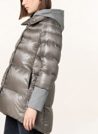 Herno Daunenmantel im Materialmix, Grau