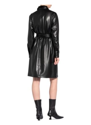Hugo Hemdblusenkleid Kelana in Lederoptik, Schwarz