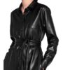 Hugo Hemdblusenkleid Kelana in Lederoptik, Schwarz