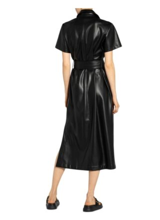Hugo Hemdblusenkleid Keleni in Lederoptik, Schwarz