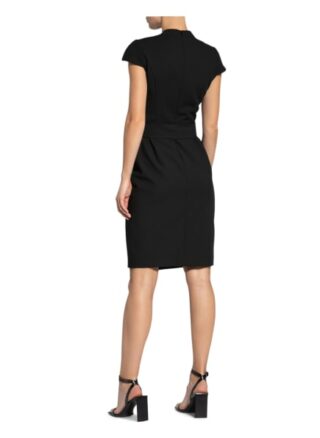 Hugo Kleid Kamure in Wickeloptik, Schwarz
