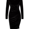 Hugo Samtkleid in Wickeloptik, Schwarz