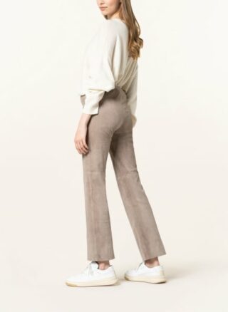 Iris Von Arnim Leggings Paisley aus Veloursleder, Beige