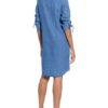 Lanius Hemdblusenkleid mit Leinen in Jeansoptik, Blau