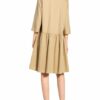 Li.Lu Hemdblusenkleid Emma mit 3/4-Arm, Beige