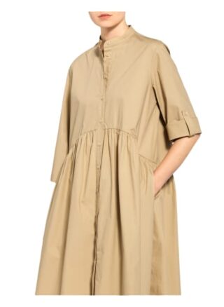 Li.Lu Hemdblusenkleid Emma mit 3/4-Arm, Beige